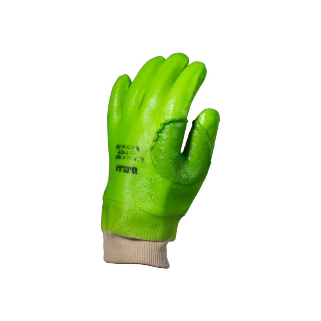 HEAVY WEIGHT RE-ENFORCED THUMB & FOREFINGER PVC GLOVE KNIT WRIST | Goldmine Glove Manufacturers