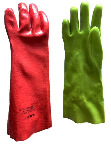 35cm Medium weight red/green PVC glove | Goldmine Glove Manufacturers